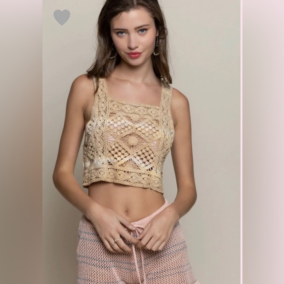POL brand hand dyed crocheted cropped cami sz medium/large - Picture 2 of 7
